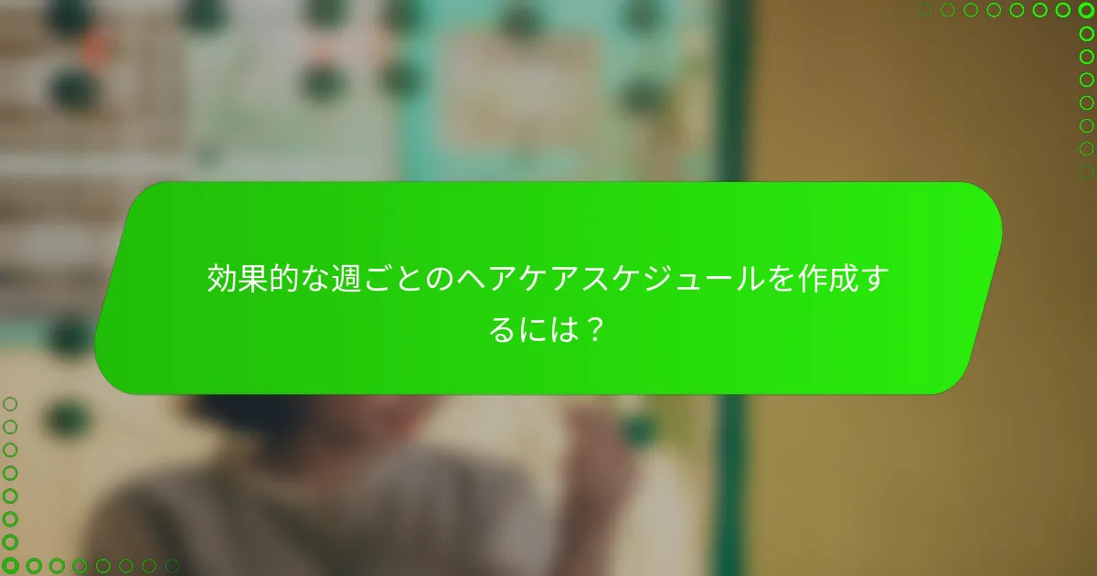 効果的な週ごとのヘアケアスケジュールを作成するには？